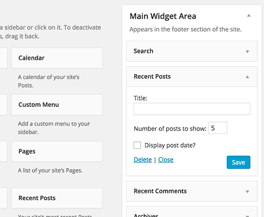 Varsayılan WordPress son gönderiler widget'ını kullanma