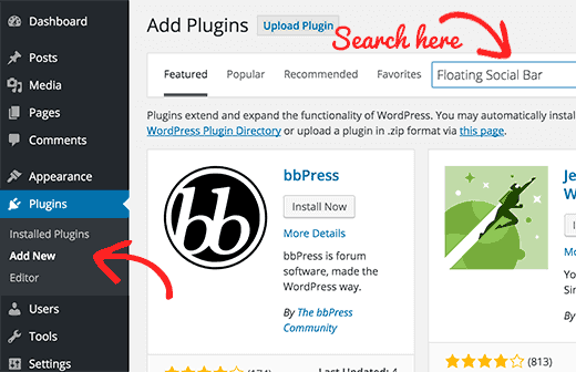 WordPress admin alanında kurulacak eklentiler aranıyor
