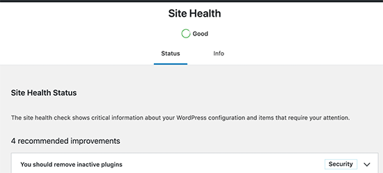 WordPress 5.3'te Site Sağlığı puanı