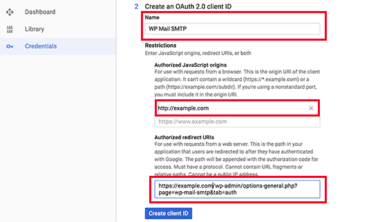 API kimlik bilgilerinin 2. adımı