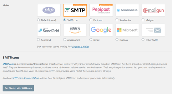 WP Mail SMTP'de bir postacı seçme
