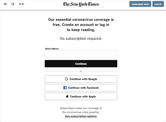 New York Times bir e-posta adresi istiyor ancak ödeme yapmıyor
