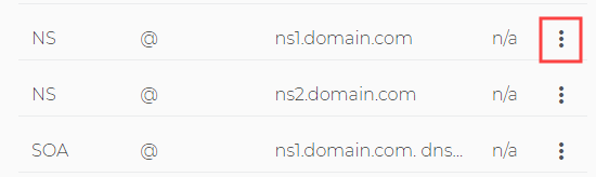 Domain.com'daki DNS ayarları listesindeki ad sunucuları