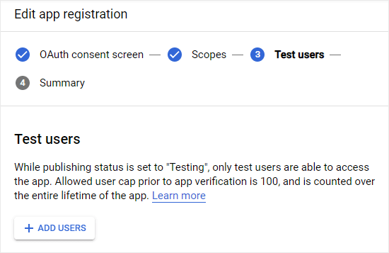 Google uygulamanıza test kullanıcıları ekleme