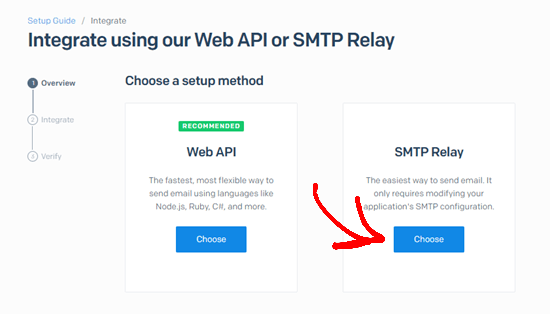 SMTP geçiş seçeneğini seçin