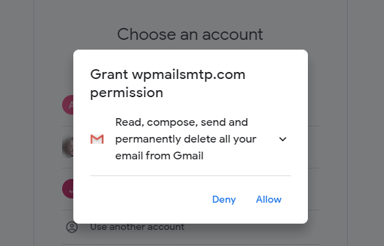 WP Mail SMTP'nin Gmail hesabınıza erişmesine ve onu kullanmasına izin verin