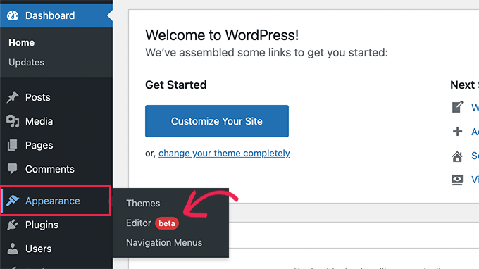WordPress 5.9'da site düzenleyiciyi başlatma